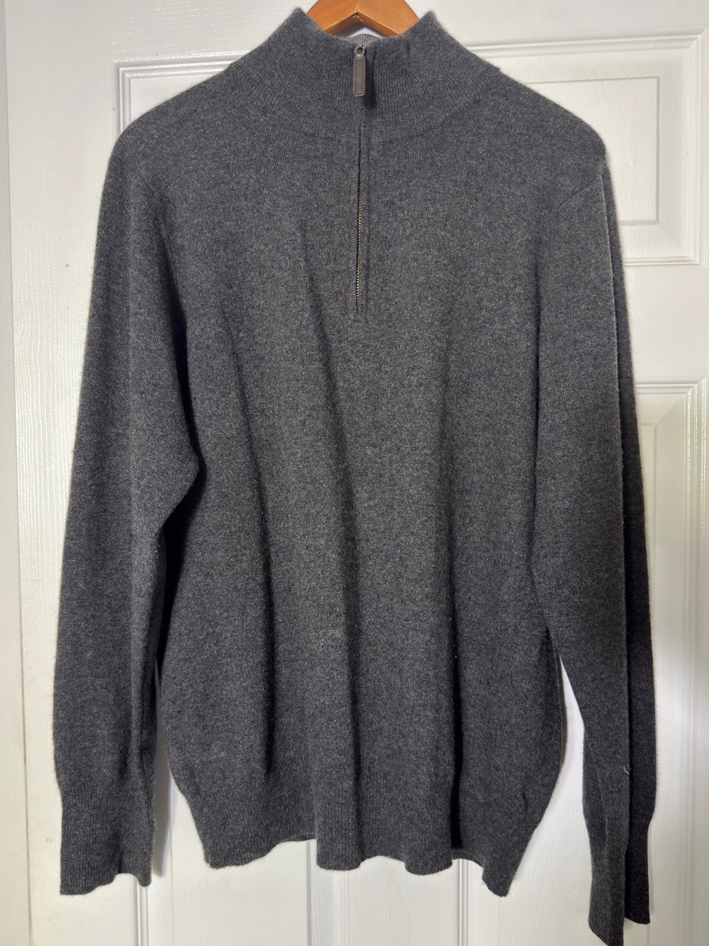 Snuggler 100% Cashmere Quarter Zip‎ Sweater Gray XL Luxury Knit Pullover